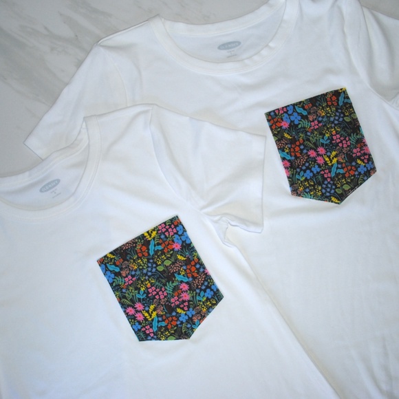 Old Navy Tops - Rifle Paper Co Pocket White Old Navy Soft T-shirt